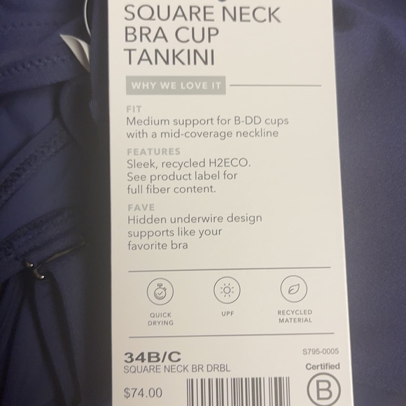 💙 Athleta Square Neck Bra Cup Tankini // Dress Blue - Picture 12 of 14